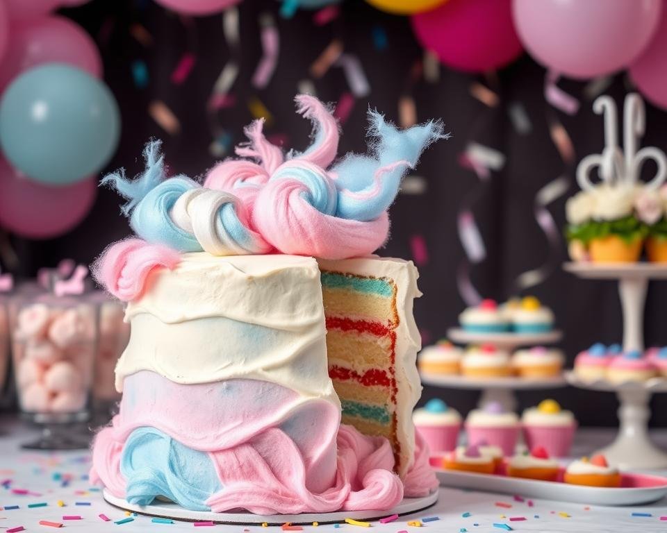 Colorful assortment of whimsical Candy of Cakes adorned with vibrant candies, sprinkles, and chocolate drizzle, creating a playful and indulgent sweet celebration